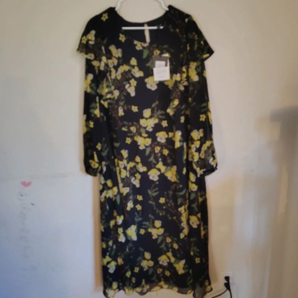Who What  Wear Ruffle Front Long Sleeve Maxi Dress Size 3X NWT New